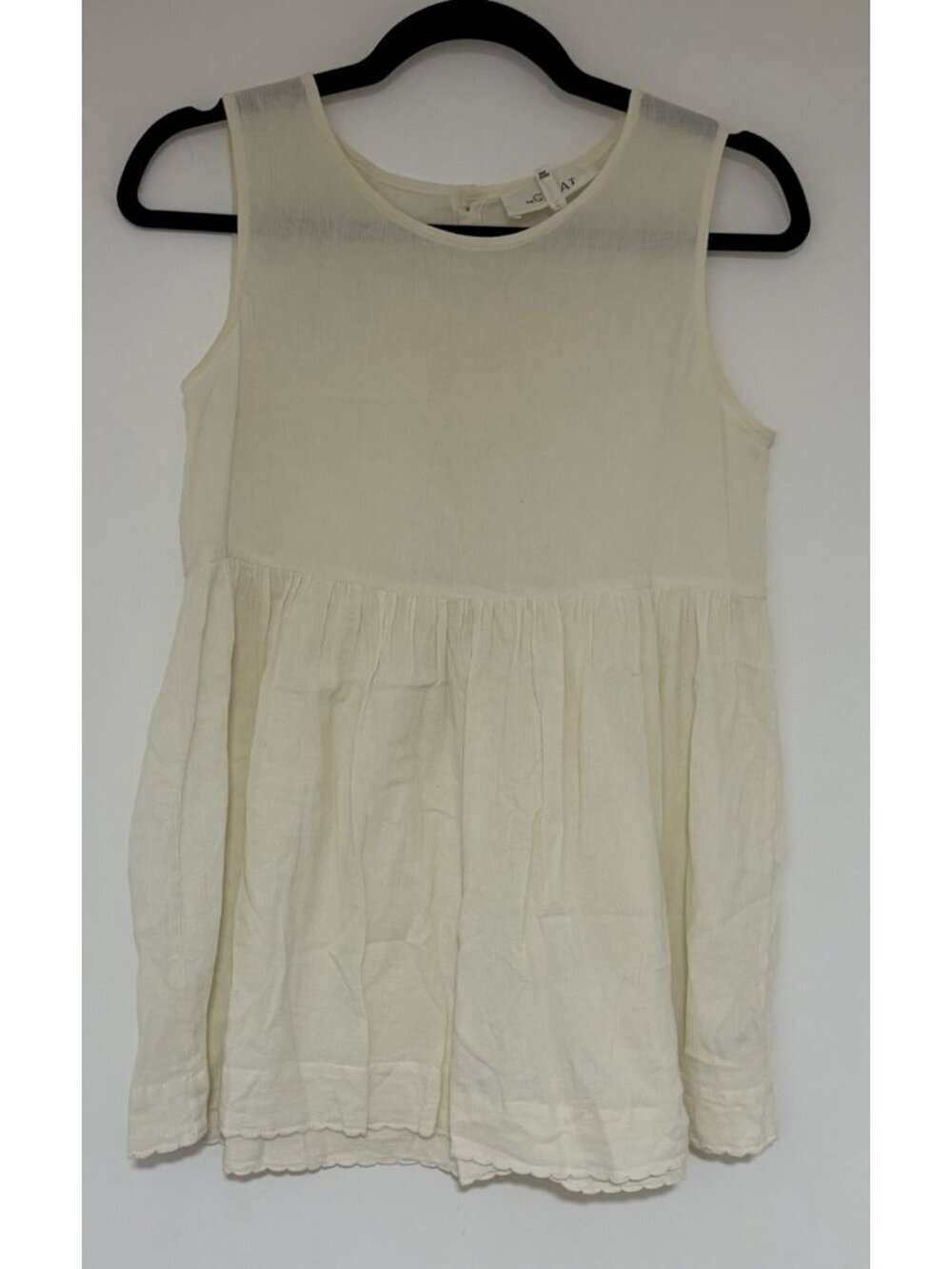 The Great. Women’s Ivory Flowy Gauzy Sleeveless Babydoll Blouse Tunic Size 0